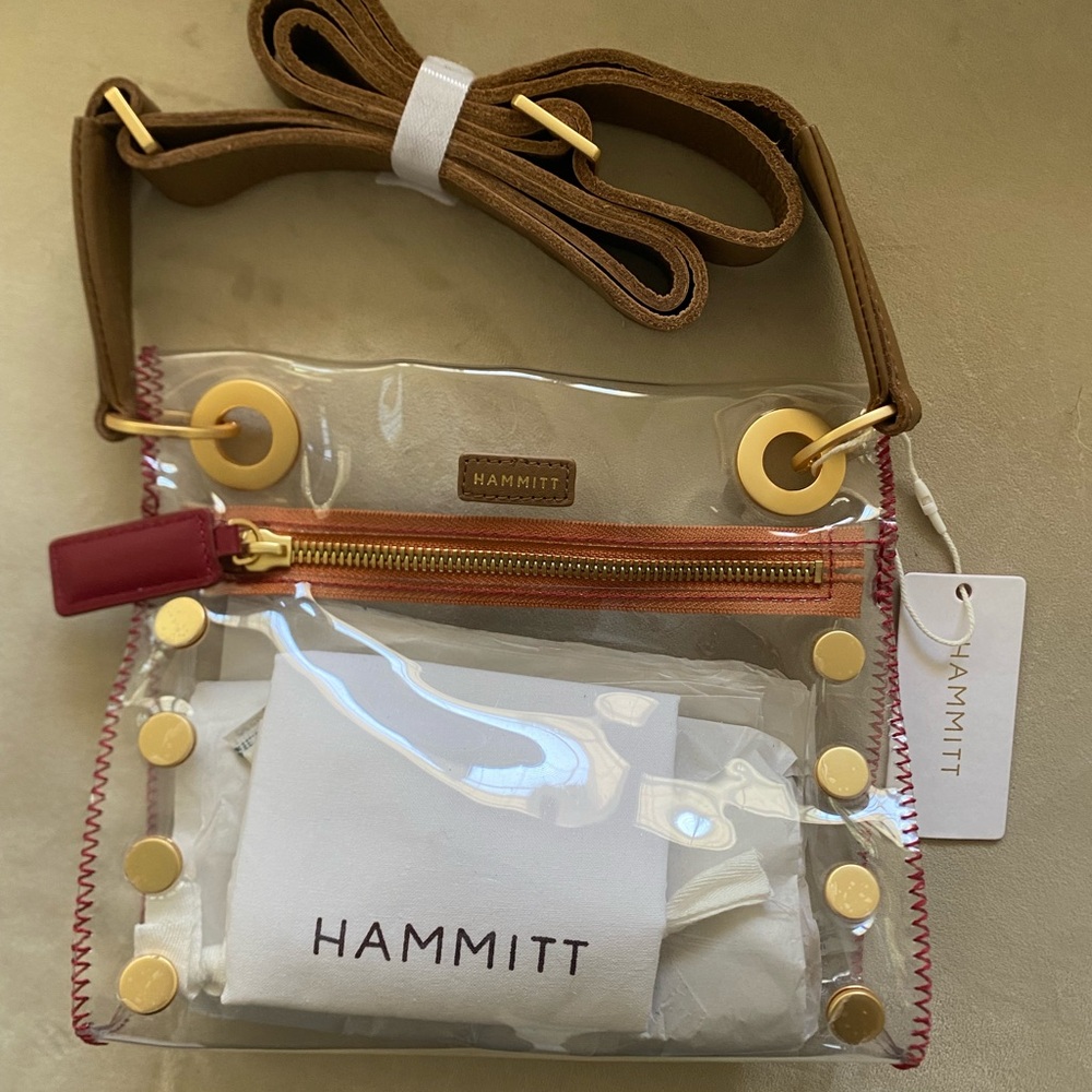 Hammitt Cream and Tan Crossbody Bag with Gold Accents